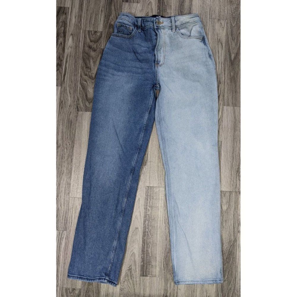 Hollister Women Size 0 High Rise Stacked Vintage Straight Two Tone Jeans‎
